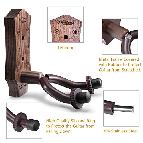 Guitar Wall Mount, Hard Wood Guitar Wall Hanger, Guitar Hook Stand Accessories for Acoustic Electric Bass Ukulele Guitar Holder (1 Pack)
