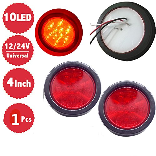 Tail Lightsï¼ŒBrake Light , Stop Light , 4" Round Led Trailer Light - 12V 24V , Grommet And Wire For Truck Trailer - 1Pcs - WildAuto