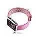 MXY Apple Watch Band, 2016 Fine Woven Nylon Strap Replacement Wrist Classic Bracelet (38MM-Pink)