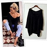 Banggood The Design Style Of Off-the-shoulder Cool Air Long Sleeve Cardigan Knit Tops Sweater XL-Black