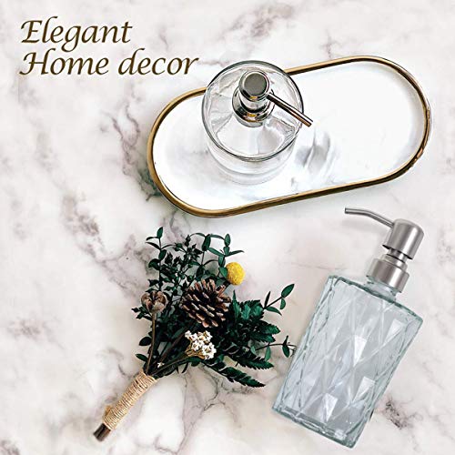 bonris Diamond Design Soap Dispense with 304 Rust Proof Stainless Steel Pump Glass Soap Dispenser Kitchen Soap Dispenser Bathroom Soap Dispenser Great for Essential Oils, Lotions, Liquid Soaps - Thumbnail 4