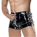 YiZYiF Mens Wetlook Faux Leather Lace up Shorts Pants Jockstrap Underwear, XX-Large(waistline 35.0 inches/88cm), Black