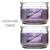 Hosley Set of 2 Lavender Fields Highly Scented, 2 Wick, 10 Oz wax, Jar Candle. Ideal votive GIFT for Party Favor, Bridal, Wedding Spa Reiki, Meditation, Bathroom settings