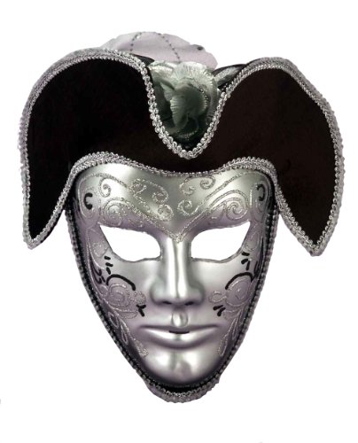 Forum novelties men s venetian style mask, silver/black…