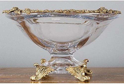 Home decor. Czech Bohemia Clear Vase with Bronze Ormolu. Dimension: 12 x 7.