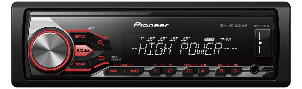 Pioneer MVH-280FD High Power Car Stereo with RDS tuner, USB and Aux-In. Supports iPod/iPhone Direct Control and Android.
