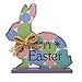 Wooden Easter Bunny Table Decorations 4 Pack Decorative Bunnies Rabbit Tabletop Party Centerpiece Signs Wood Holiday Spring Eggs Shelf Topper for Home Kitchen Office Mantle Outdoor Patio Yard Decor