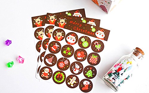 160pcs Christmas Sticker Xmas Elements Self-Adhesive DIY Cartoon Sticker Gift Sealing Decoration Paster Baking Packing Label Wrapping Stickers Packaging Envelope Seals - Thumbnail 2