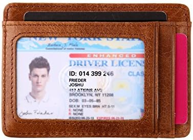 Slim Wallet RFID Blocking Card Case Genuine Leather Credit Card Holder Front Pocket Wallet (coffee)