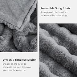 Cozy Bliss Faux Fur Throw Blanket for Couch, Fuzzy