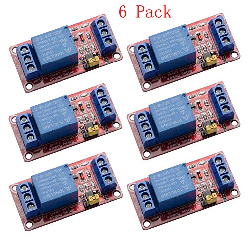 R REIFENG 6pcs/lot 1 Channel 12V Relay Module Board Shield with Optocoupler Isolation Support High/Low Level Trigger for Arduino