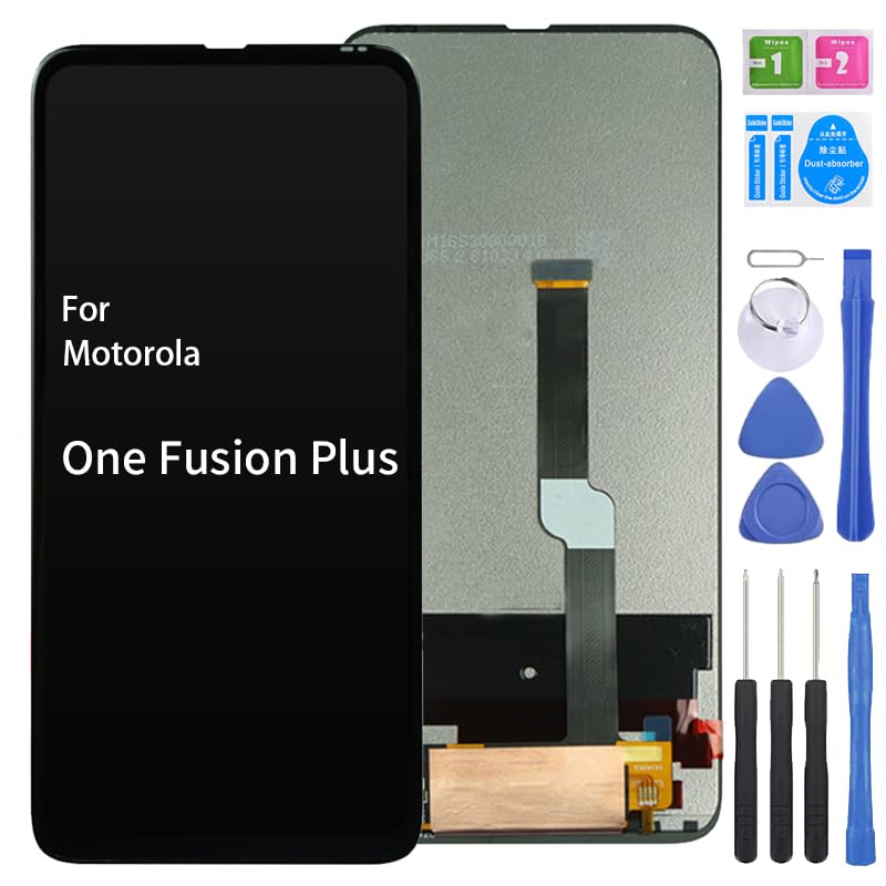 iYAiYO LCD Display Digitizer Touch Screen Replacement Compatible with Motorola One Fusion Plus XT2067-2 Full Screen with Tools-Black