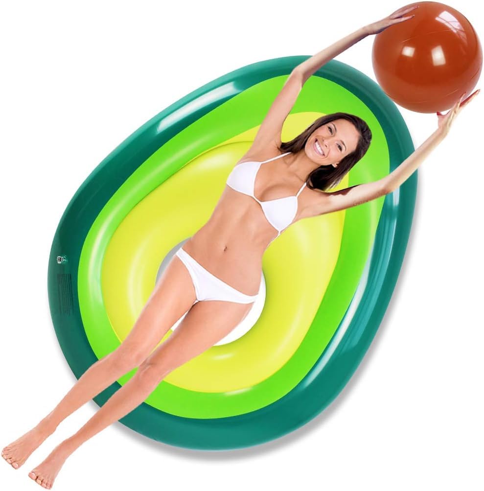 Avocado Pool Floast for adult, pool lounger float，pool float chair, This combination of a float and a ball makes bathing in the sun a great pleasure(Avocado 160x125x35cm)1