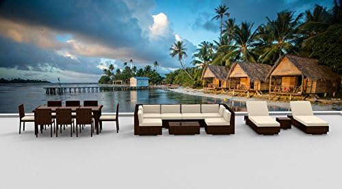 Urban Furnishing.net - BROWN SERIES 19 Piece Outdoor Dining and Sofa Sectional Patio Furniture Set
