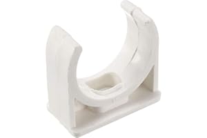 BVO 100 Pcs U-Shaped PVC Water 25mm Pipe Clamps Clips, U-Shaped Buckles Fit for 1" (25mm) Water Pipes and TV Trays Tubing Hose Hanger Support Pex Tubing （White 25mm）