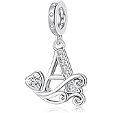 Letter Charms for Pandora Bracelets Silver Alphabet Initial Charms Bead Pendant Jewelry Gift for Women