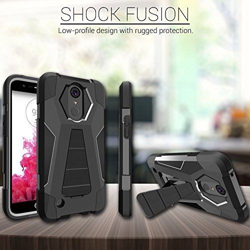 MINITURTLE Case Compatible w/ LG K20 V Black Case| LG K10 (2017)| LG K20 Plus Hybrid Case| LG Grace Case [SHOCK FUSION] Dual Layer Stand Case w/ Designs Retro Controller - Thumbnail 3