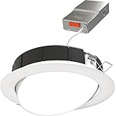 Juno LED Shower Light, Adjustable 6 Inch Wafer Downlight, Switchable Color Temperature 2700K/3000K/3500K/4000K/5000K, 90+ CRI, Matte White, 6-Inch