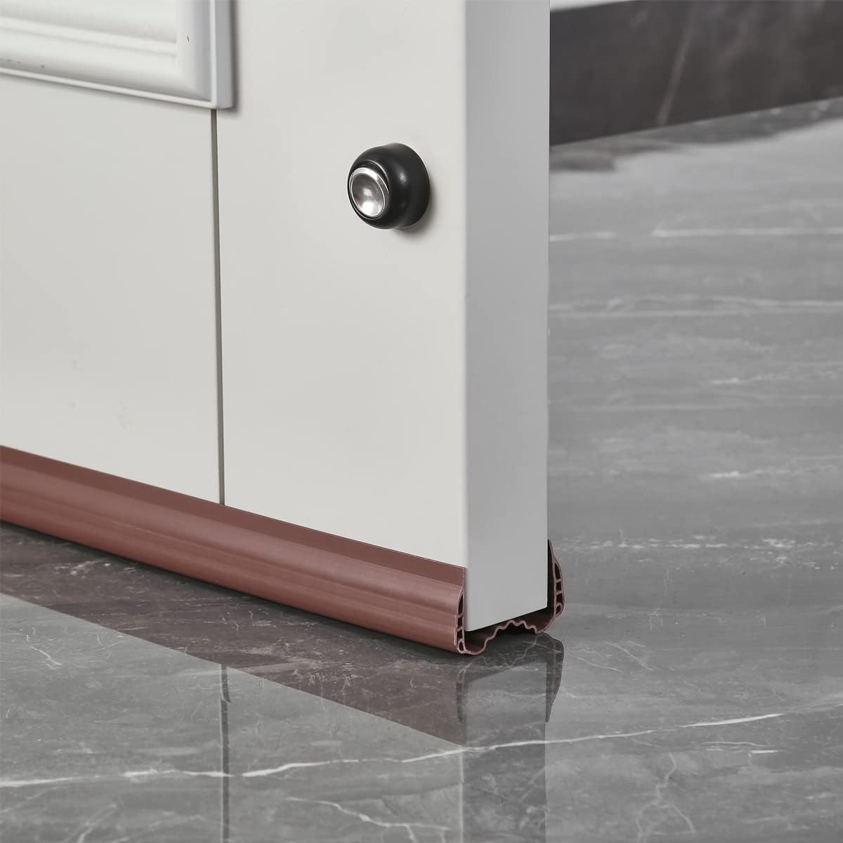 Draft Stoppers - Door Draft Stopper，Self Adhesive Door Sweep Draft Stopper -Door Draft Blocker Dust Keeping Draft, Noise, Dust and Unwanted Animals Out, Soundproof (Brown)