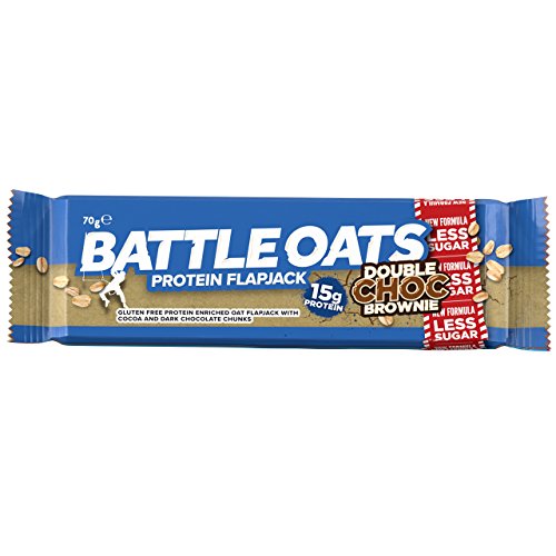 [- Battle Oats High Protein Gluten Free Flapjacks Protein Bar, New Low Sugar Formula, Dark Chocolat
