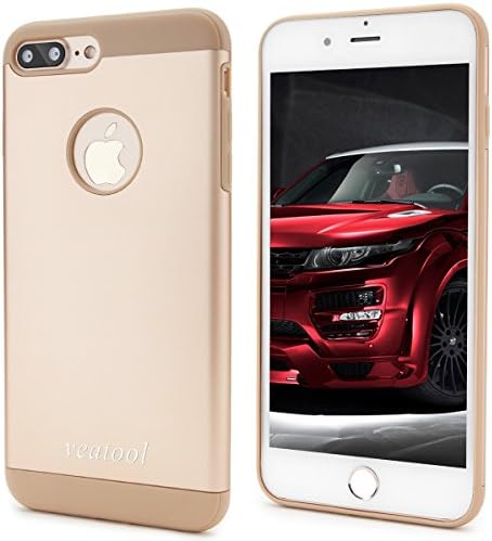 iPhone 7 Plus Case,Veatool [Metal Series] One-piece Matte Back and TPU Bumper Cushion Cover for iPhone 7 Plus(2016)(Gold)