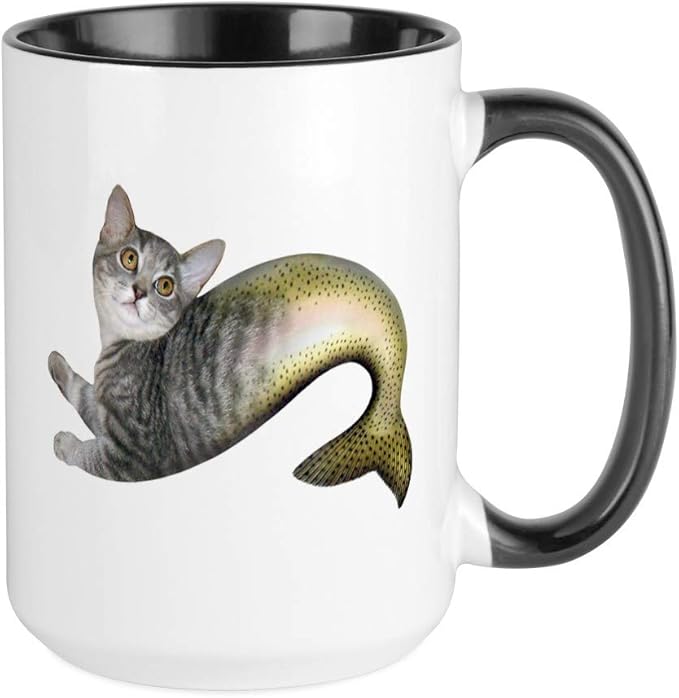 Amazon.com: CafePress Kitten Fish Large Mug Coffee Mug, Large 15 oz
