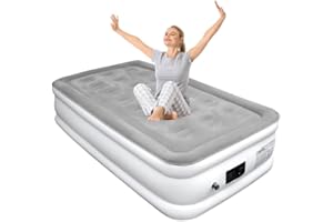 Kalff Air Mattress with Built in Pump, Twin Size Inflatable Mattress for Camping, Guests & Home, 18" Raised Comfort Blow up Mattress, Comfortable, Portable & Waterproof Air Bed 75x38x18in,330lb MAX