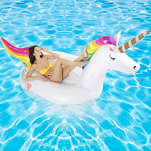 Vickea Leisure Giant Inflatable Unicorn Pool Float Large Outdoor Swimming Pool Floaties Lounge Toys for Adults