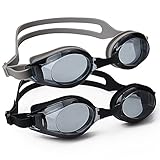 Swimming Goggles, DoSwim 2 Pack Swim Goggles Anti Fog UV Protection No Leaking Clear Swimming Glasses with Protective Case for Adult Men Women Youth Kids Child(Black&Gray)