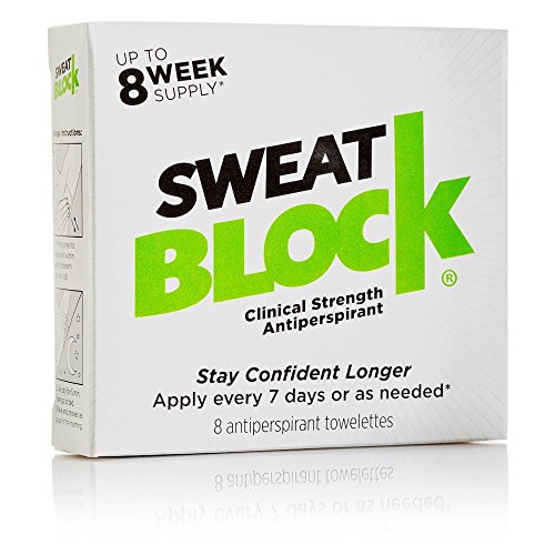 SweatBlock Antiperspirant - Clinical Strength-Jumbo Size Pack- Reduce sweat up to 7-days per use-16 Towelettes