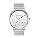 FANMIS Mens Luxury Wristwatch Silver Mesh Stainless Steel Ultra-thin White Dial Waterproof Calendar Quartz Watch