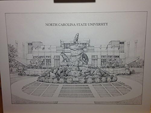 North Carolina State - Wolf Statue/Fountain 12"x16" pen and ink print