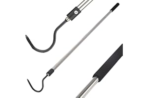 Gzlozak Snake Hook Heavy Duty, 35"-65" Snake Reptile Hook Rubber Tip for Rattlesnakes Ball Python Rattle Cobra Removal Non Slip Foam Handle Stainless Steel