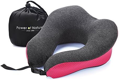 Pon Travel Pillow Luxury Memory Foam Neck & Head Support Pillow Soft Sleeping Rest Cushion for Airplane Car & Home Best Gift (Rose)
