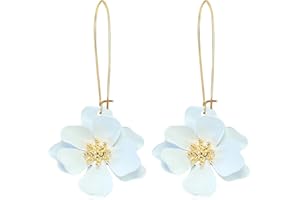 GUOXIAOMEI Bohemian Daisy Flower Matte Floral Long Petal Drop Dangle Earrings Layered Tiered for Women Chic Boho Wedding Jewelry