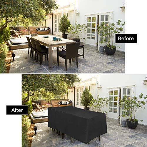 image for GEMITTO Rectangular Patio Table Cover Water Resistant Chair Set Cover 
