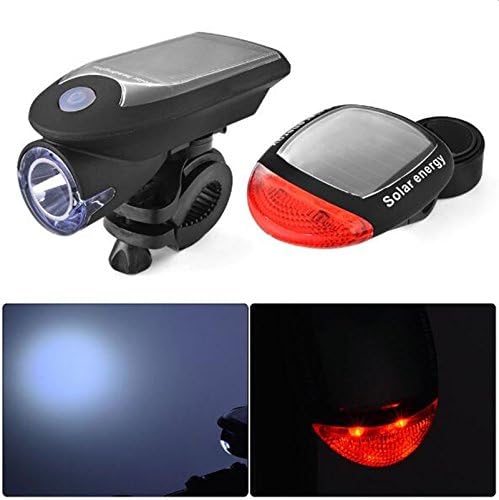 Yestery Bicycle Solar Light Rechargeable Bike Lights Front and Back LED Light Lamp