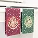 Harry Potter Christmas Dish Towel Set - Holiday Red and Green with Hogwarts House Crest Design - 100% Cotton - 18 x 24