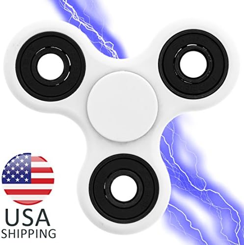 Kii Toy Tri-Spinner Fidget Finger Addictive Hand High Speed Fun Anxiety Stress Relieves (White)