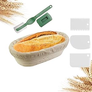 EMAGEREN Set rijsmandjes Ø 25 cm rijsmandje ovaal banneton rijsmand, handgemaakte rotan mand, broodvorm, broodmand…