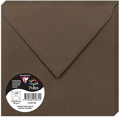 Clairefontaine 5874C Envelopes Pack of 20 Square 16.5x16.5 cm 120 g/m²