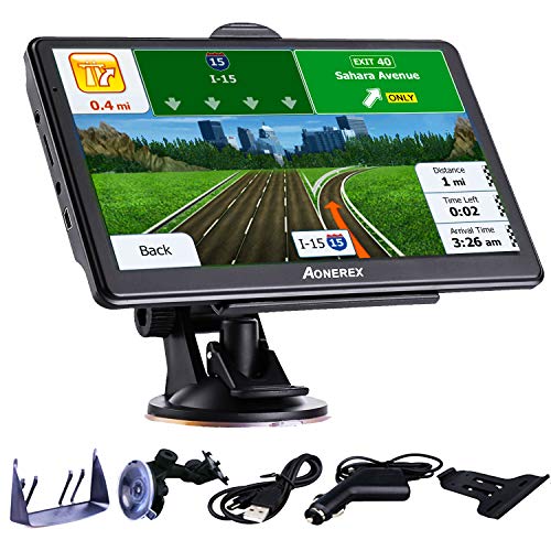 GPS Navigation for Car/Truck, 7 Inch Touch Screen Vehicle GPS, Free Lifetime Maps of North America USA Canada Mexico, Lane Assistance, Spoken Turn-by-Turn Directions Aonerex Navigation System