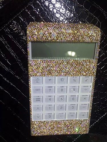 TISHAA CalculatoTISHAA Bling Bling Clear Crystal Decorative Office Calculator (Gold Crystal)