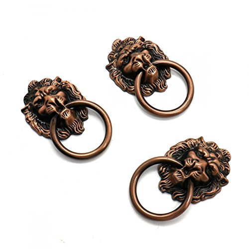 HUELE 10pcs Vintage Lion Head Knobs Cabinet Handles Furniture Door Hardware Handles Cupboard Closet Drawer Pulls (Bronze)