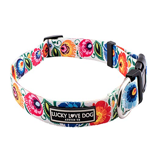 Lucky Love Dog Collars Floral Girl or Boy Dog Collar for Large Dogs