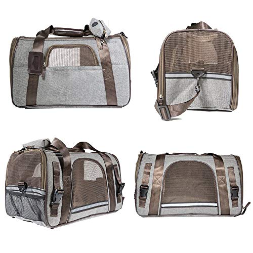SCM-Pets-Fluggesellschaft-zugelassen-weichen-Faltbox-Hand-tragen-tragbar-Tasche-Home-fr-kleine-Hunde-Katzen-und-Welpen-Multi-Grey-44-x-25-x-28-cm
