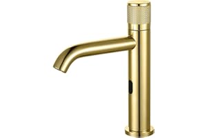 Automatic Sensor Touchless Bathroom Sink Faucet,304 Stainless Steel Cold Water Bathroom Faucet,Single Knob Single Hole Basin 