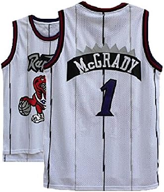 Kedelac Men's McGrady Retro Jerseys Tracy White Athletics Jersey Toronto Basketball #1 Jersey (M)