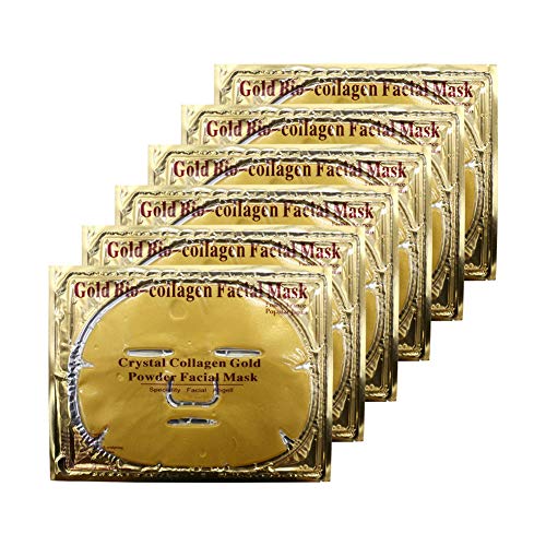 24K Gold Gel Collagen Facial Masks - 5 Pack Anti-Aging Sheet Masks For Hydrated Skin