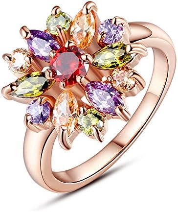 FF Fashion ring 3 Colors Rose Gold Plated Finger Ring Multicolor Cubic Zircon for Women Wedding Rings (7)